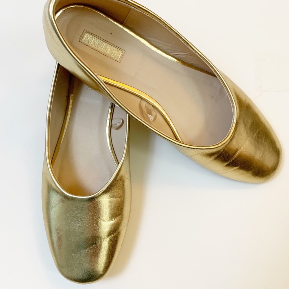 FOREVER 21 Gold Flat Shoes